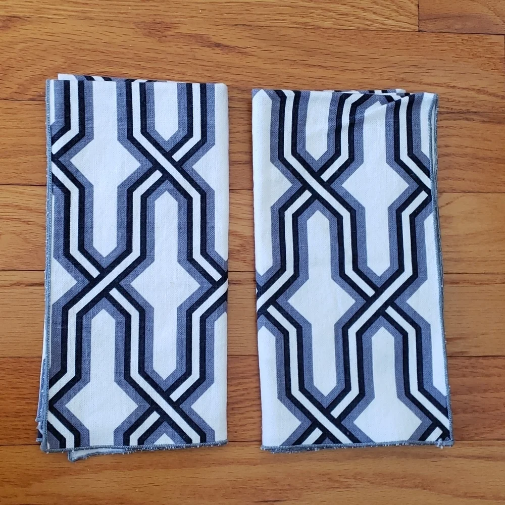 Retro Linen geometric design square gray black on white 8 1/2 inches Napkins.